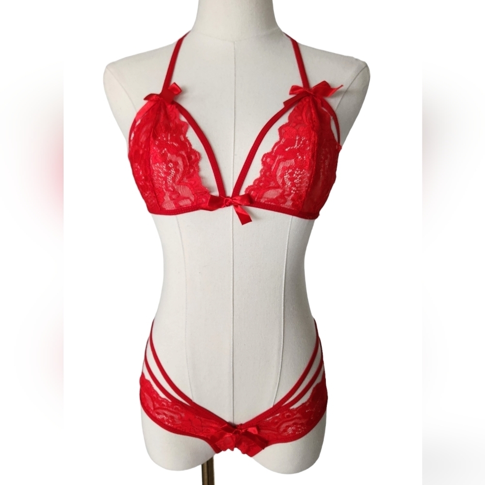 NWOT Red Lace Bra and Panty Set